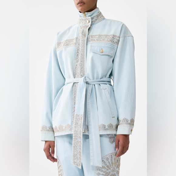 Camilla Jackets & Blazers - $1000 Camilla Jacket Light Blue Size S Alika Istanbul Alchemy High Neck Cotton
